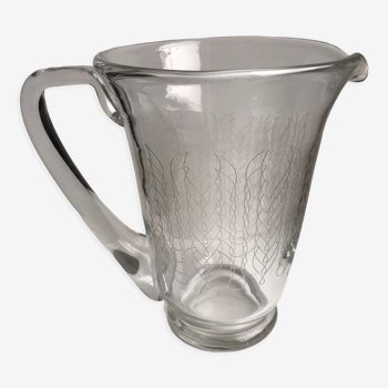 Crystal crystal glass pitcher / water engraved 50-60s