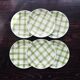 6 vintage earthenware dessert plates, Green Tablecloth pattern - Moulin des Loups