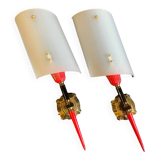 Paire d’appliques circa année 70 plastique et laiton