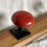 Wall-mounted coat rack with 3 hooks, vintage 1960s red lacquered metal.