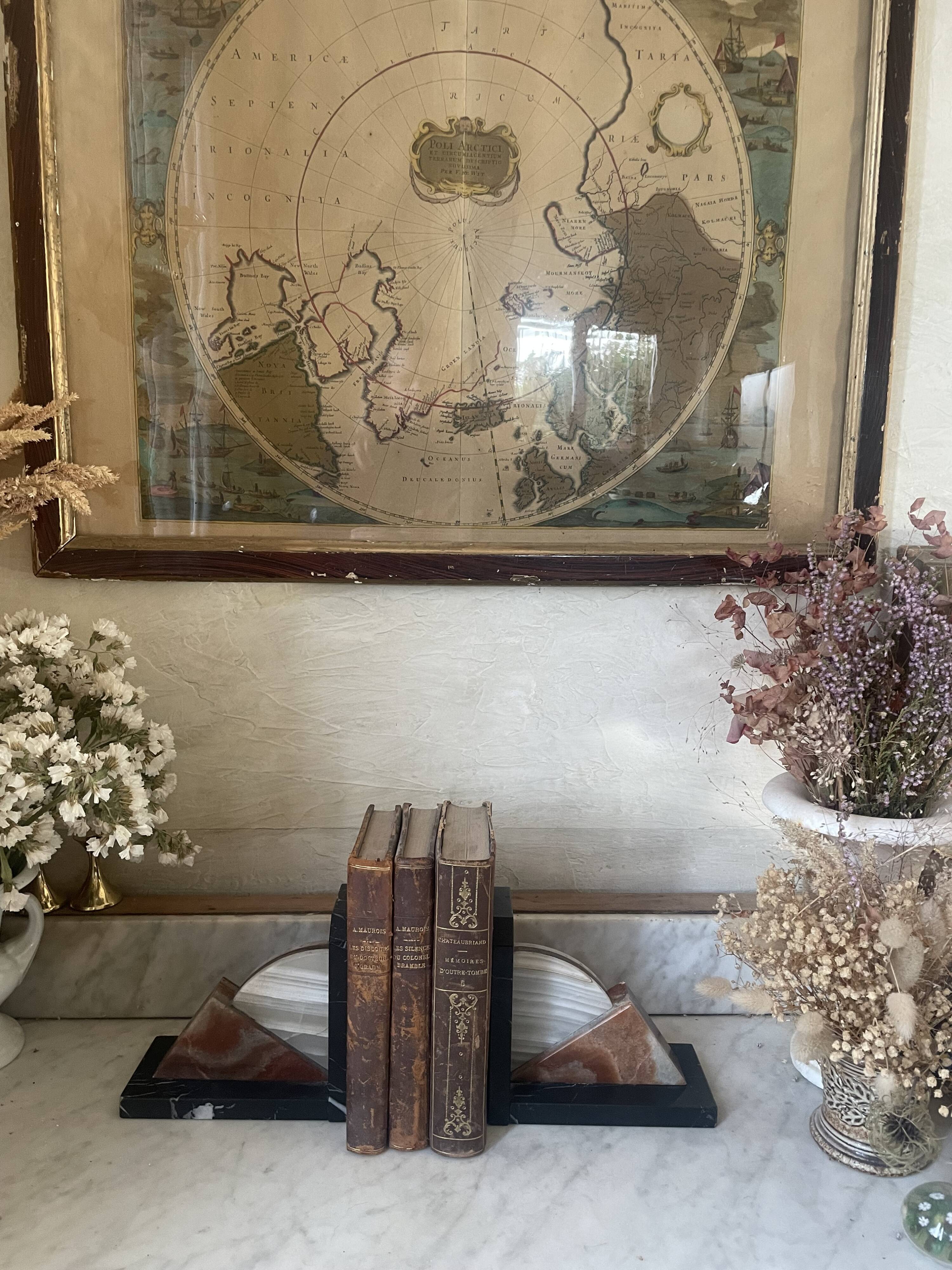 Pair of marble and onyx Art Deco bookends