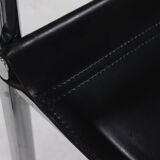 Set of 2 Italian Modern Saddle Leather and Chromed Steel Chairs 1980s