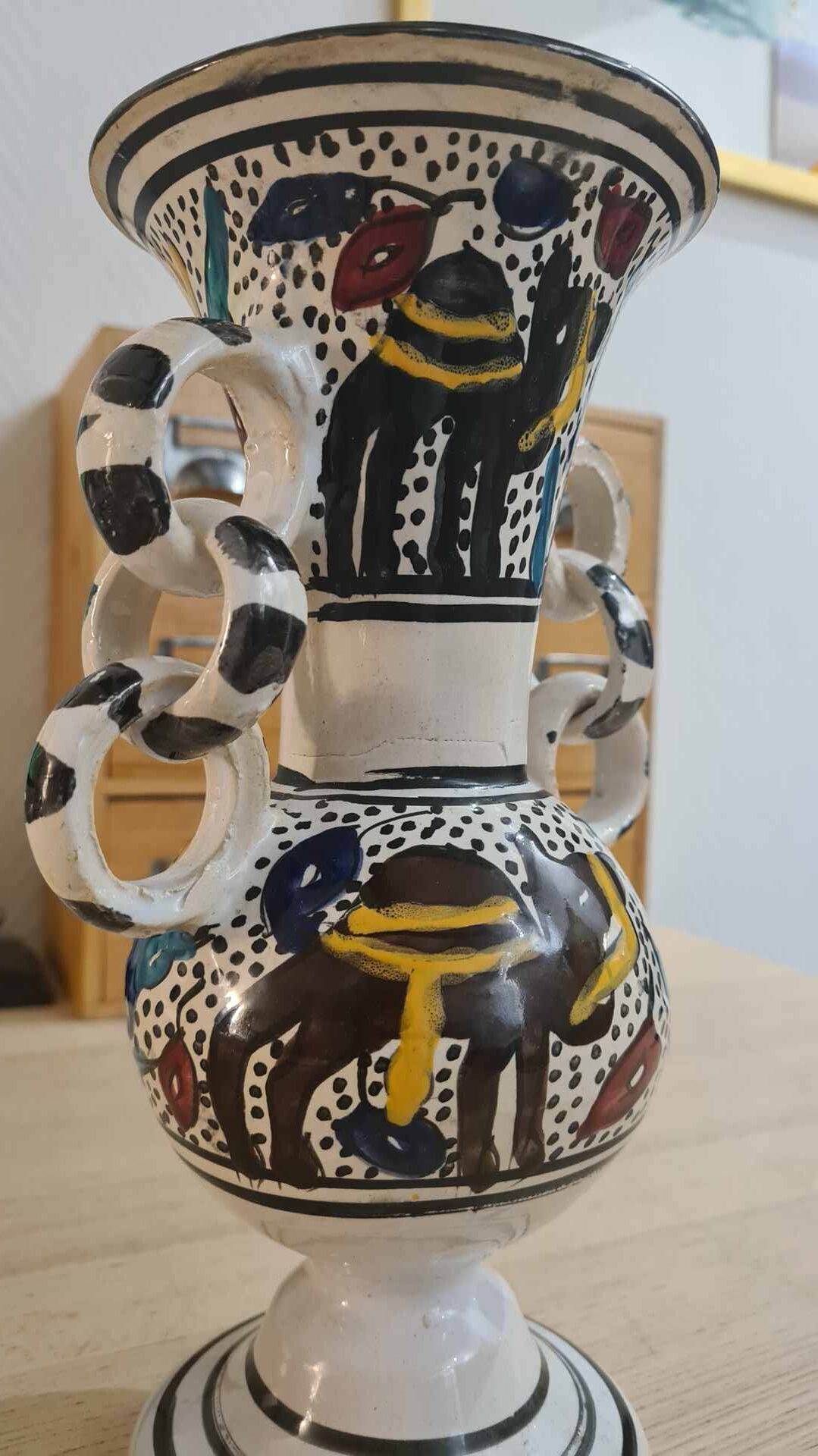 Artisanal vase in glazed ceramic, vintage 50s