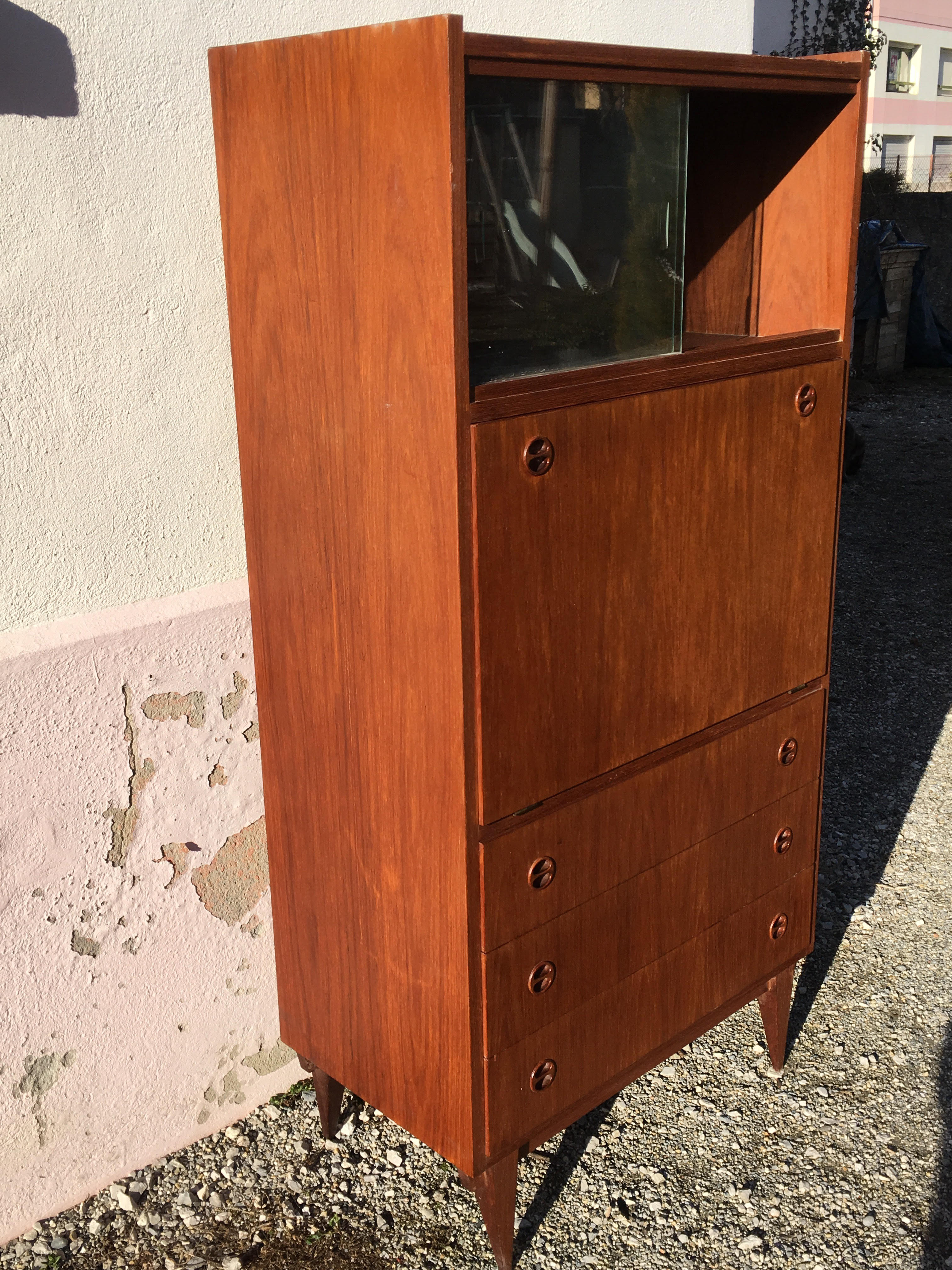 Secretary vintage foot compass veneer wood