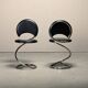 Fauteuils Snake de Poul Henningsen, modèle PH-501, finition chromée et cuir noir intégral