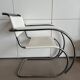 Mies van der Rohe armchair in white leather and chrome MR20 Thonet collection