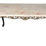 Louis XV style coffee table in marble and copper