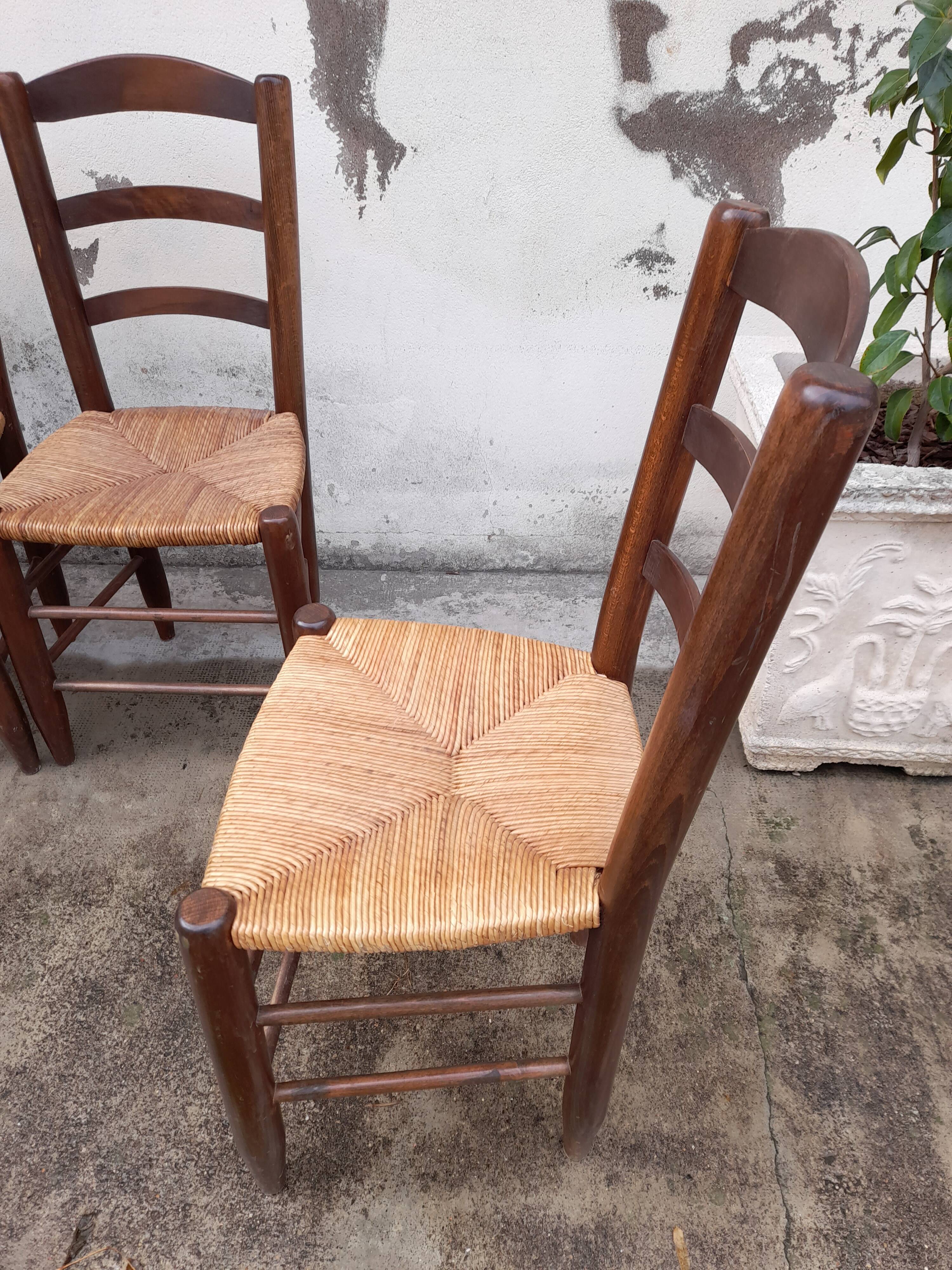 Série de 10 chaises paillé rustique anciennes