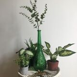 Italian carafe in green empoli glass with bubble pattern