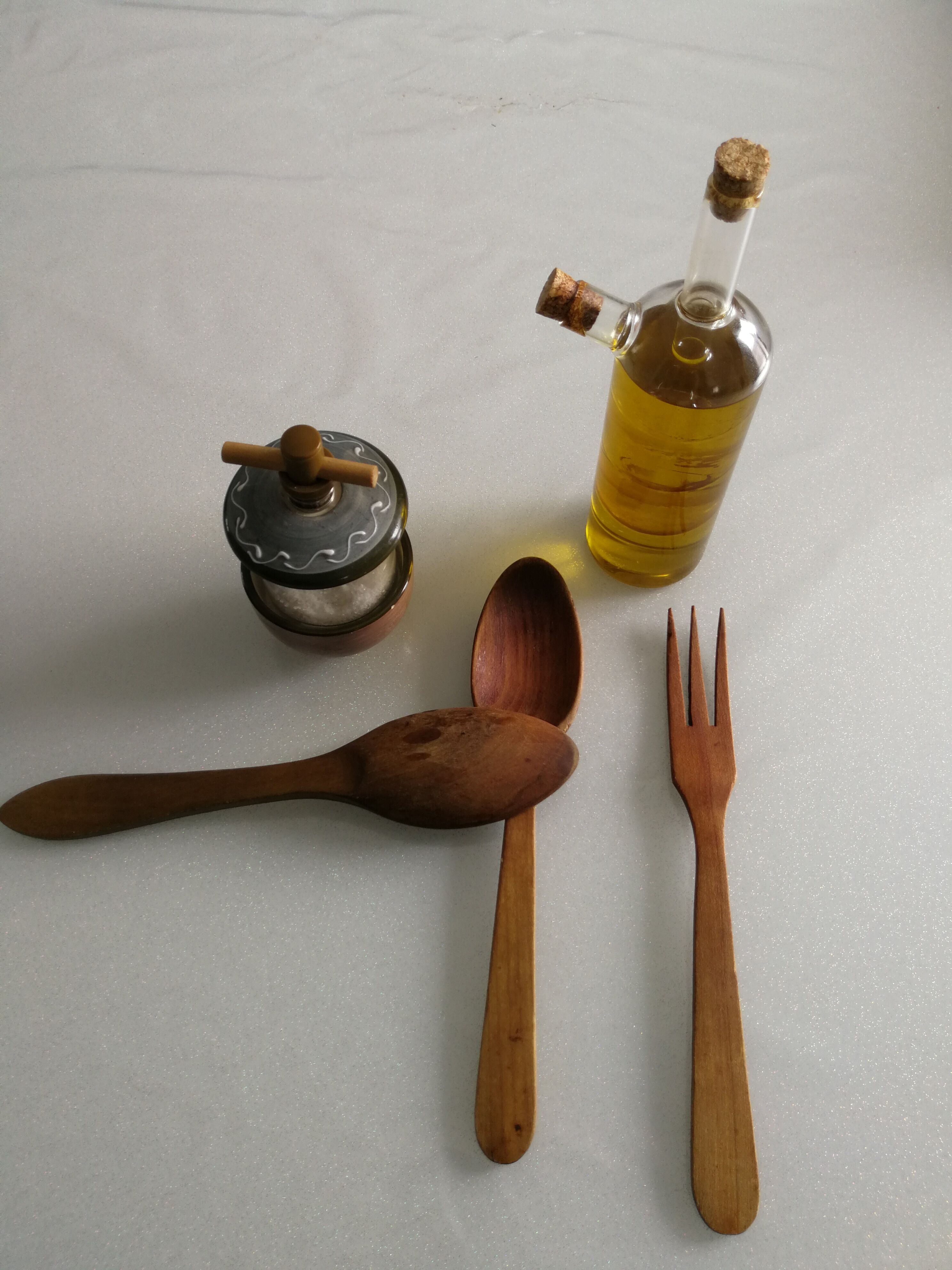 Trio of vintage wooden cutlery