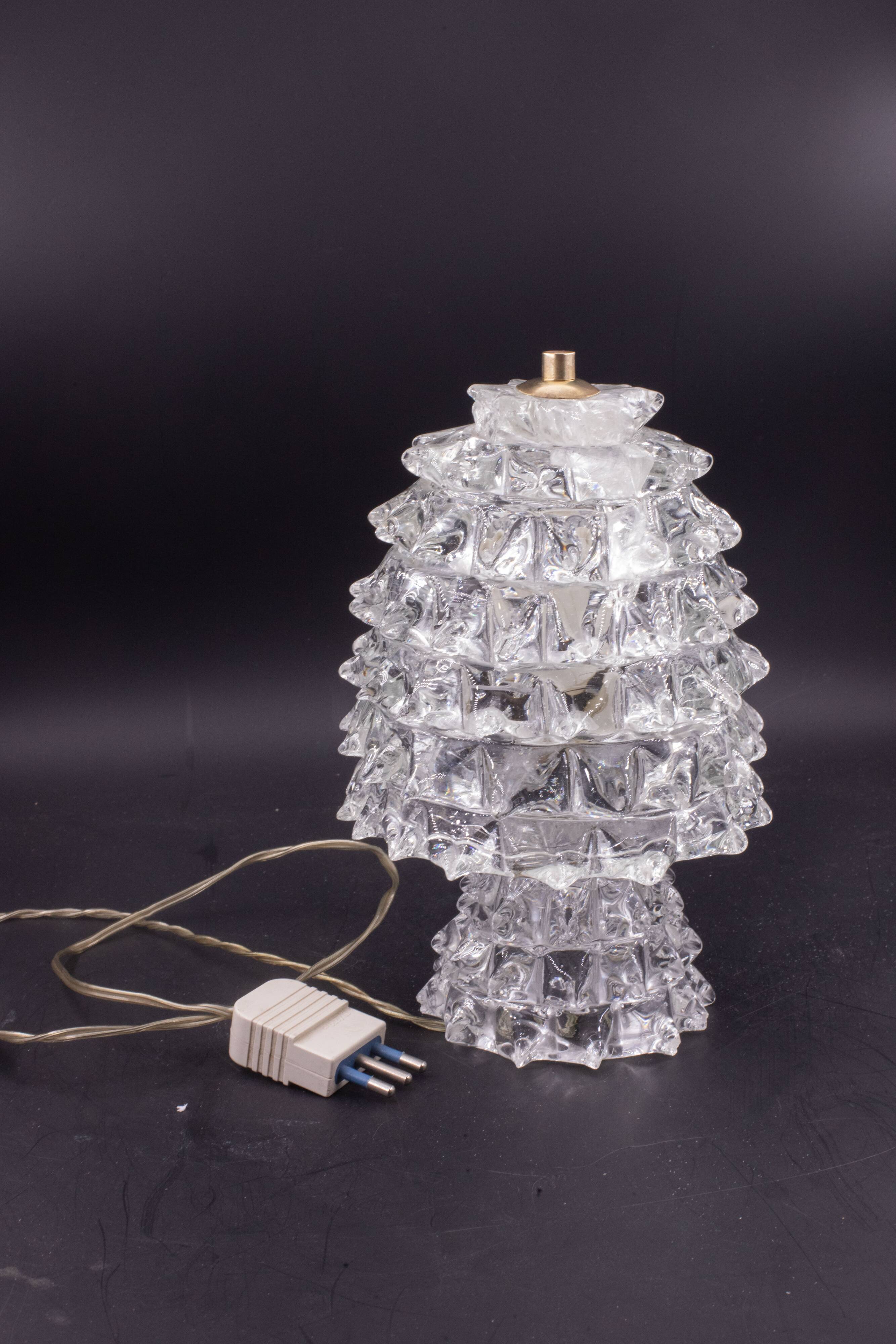 Elegant Table Lamp in Rostrato Murano Glass Vase for Barovier & Toso, 1940s