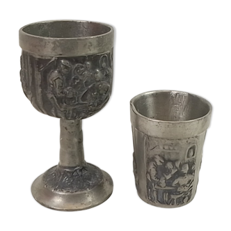 Walking glass and solid tin cup