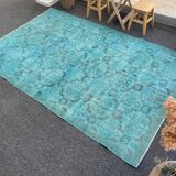 Turkish oushak 6x9 aqua rug for bedroom -aqua vintage rug aqua moon.133