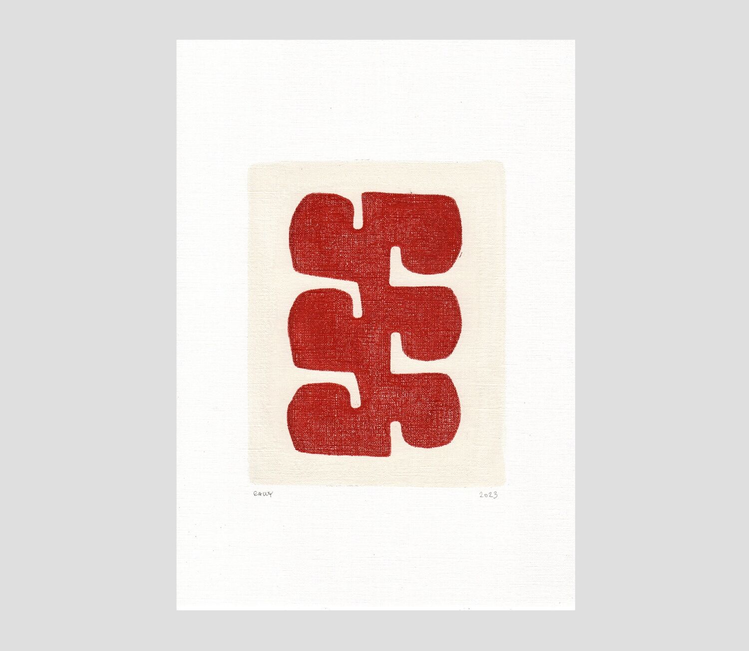 Duo de peintures sur papier - rouge brûlé - signés Eawy