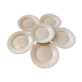 Set of 6 flat plates Digoin Sarreguemines pale pink 40s