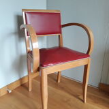 Red skaï bridge armchair