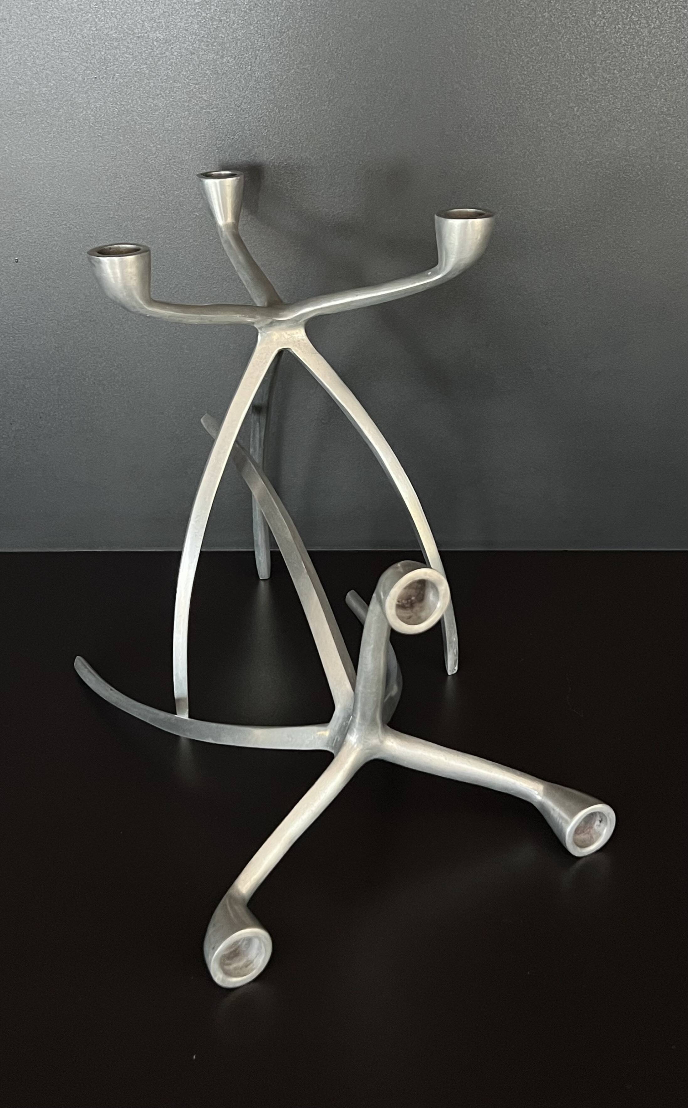 Aluminium tripod candle holders for De Bijenkorf, Netherlands 1970s