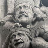 Print black and white silver photograph bas-relief of a twentieth century church