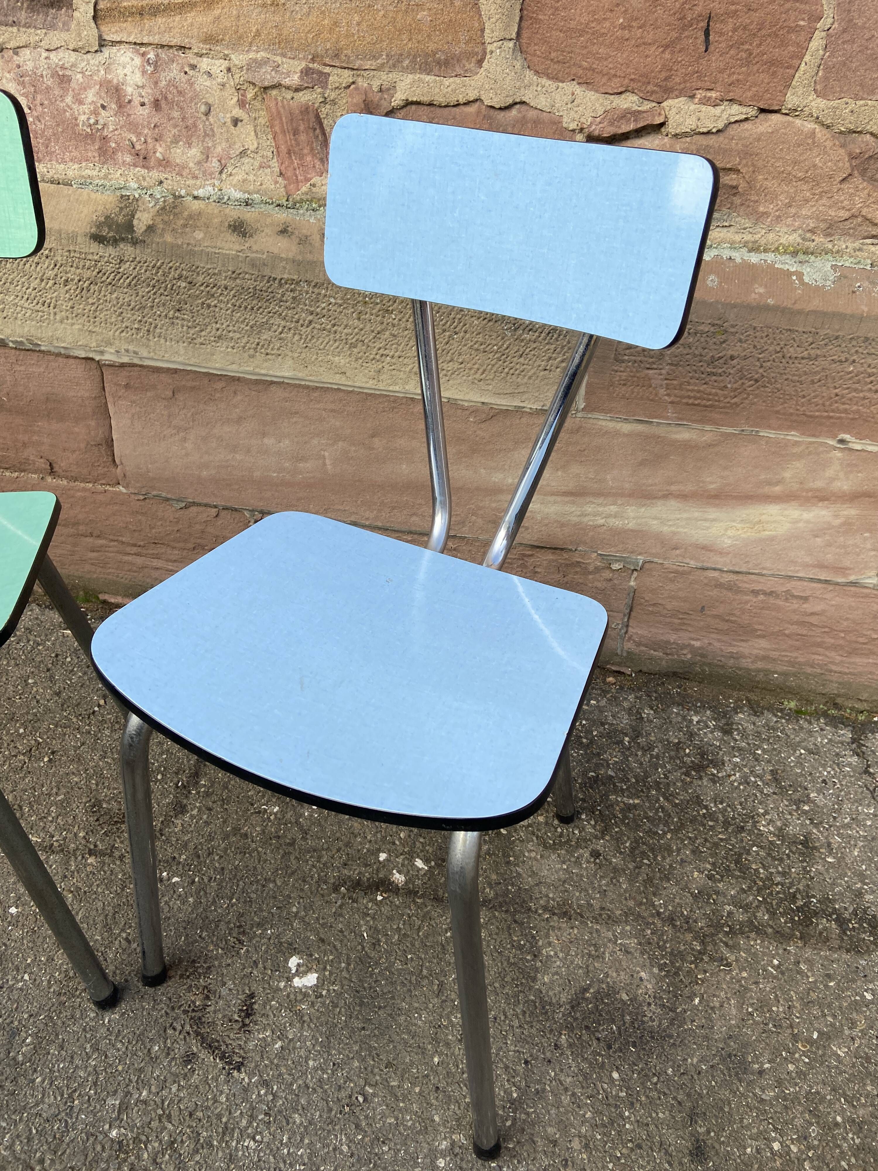 2 mismatched formica chairs mid century vintage 1960