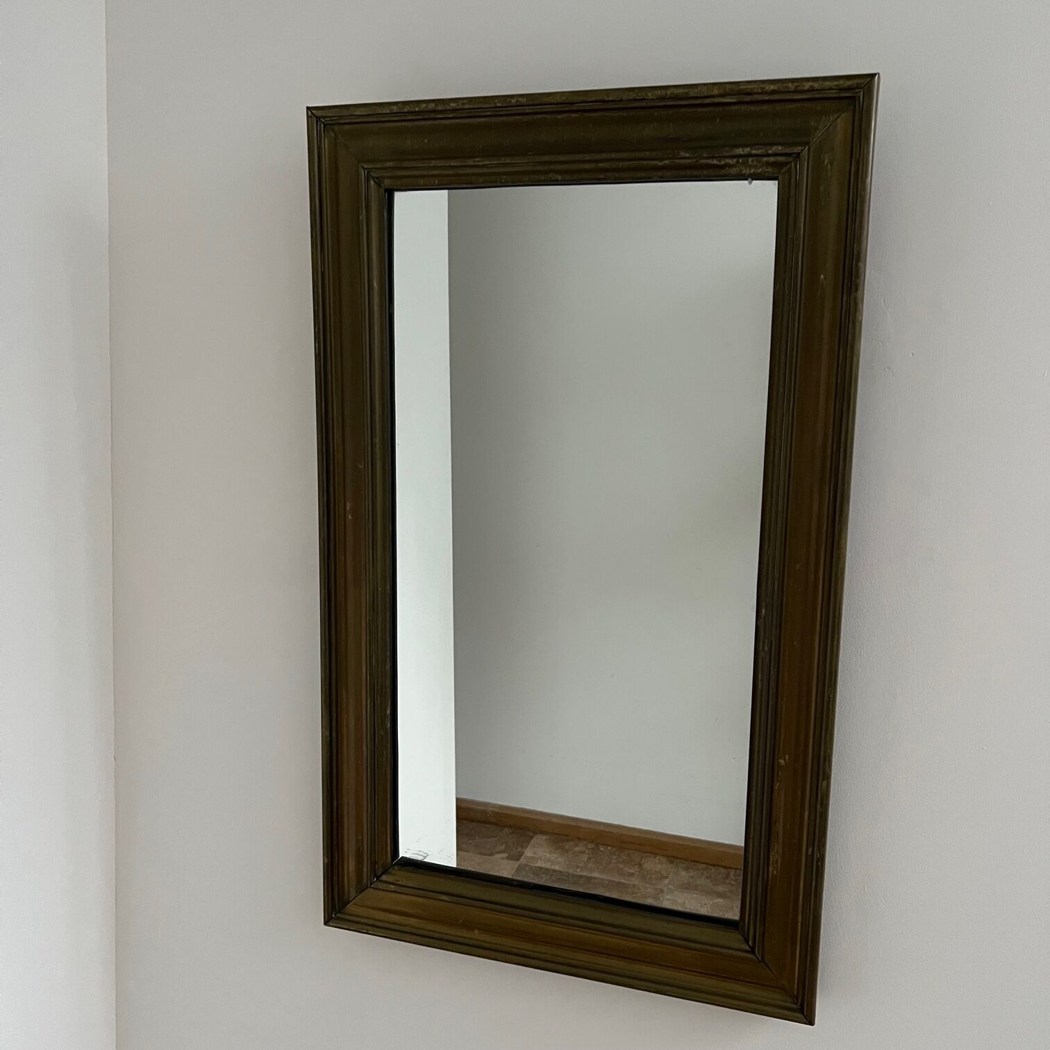 Antique french brass bistro mirror