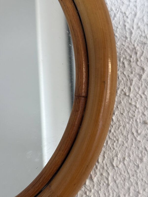 Miroir pomme en osier et bambou, 1960