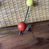 Metal coat rack with wooden balls, 8 hooks, 1950