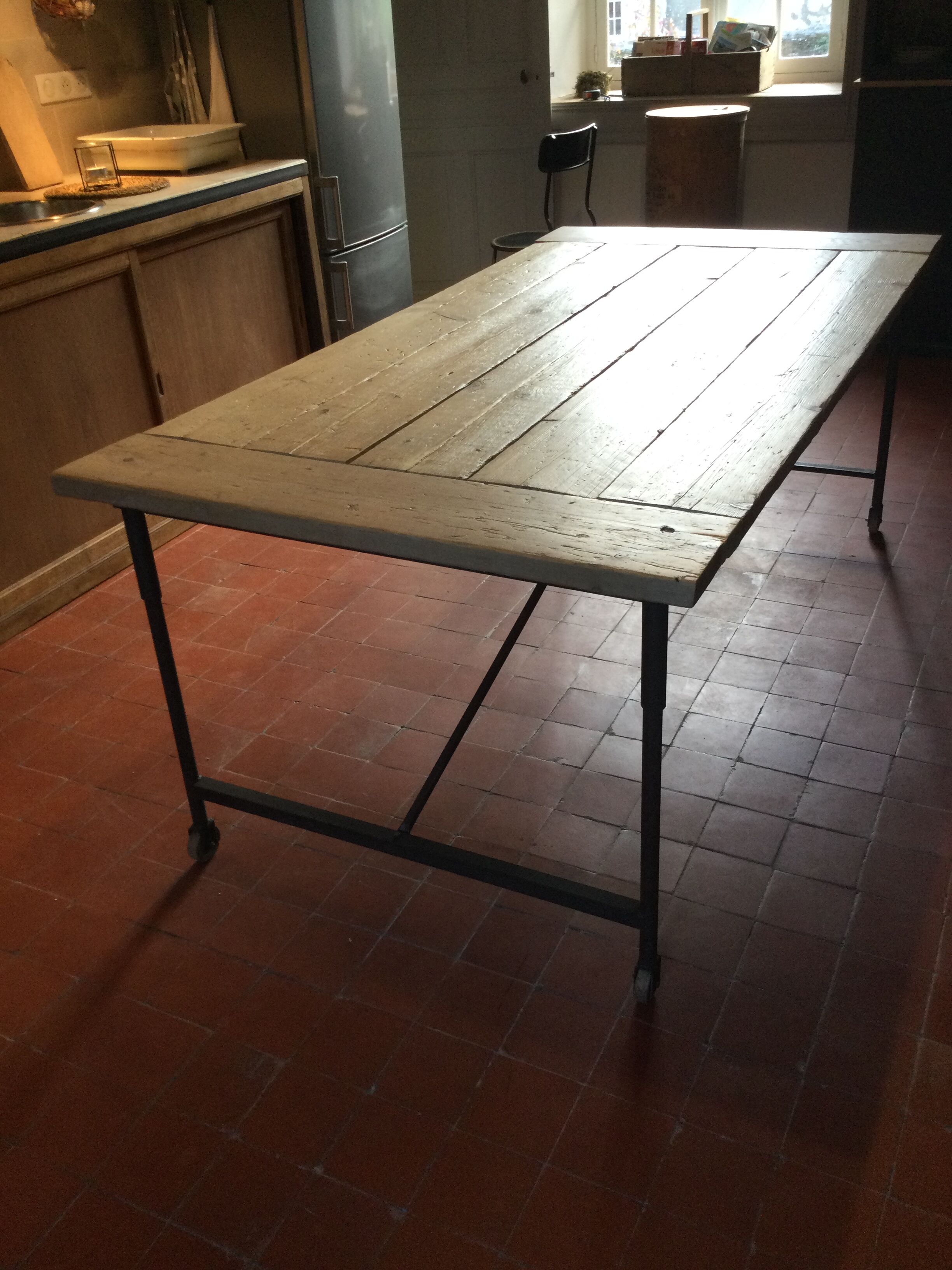 Wood and iron dining table