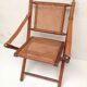 Bamboo folding chair and canning, leather and brass