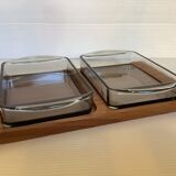 Teak servant denmark smoked glass