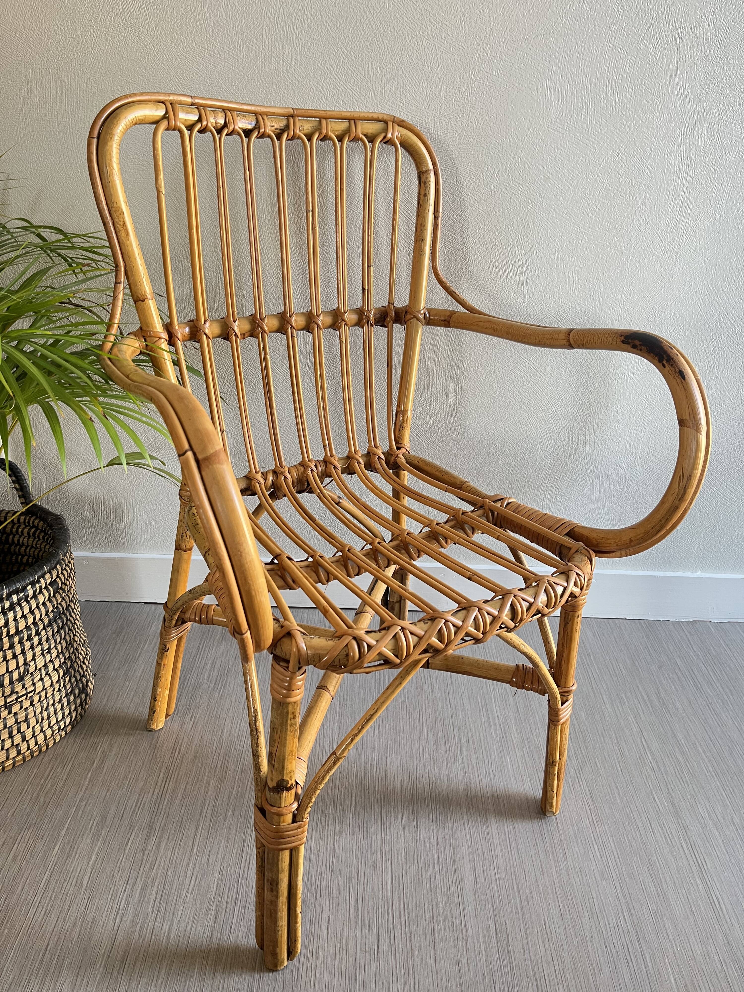 Vintage rattan armchair