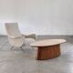 Oval travertine coffee table with ashwood slatted base – italy by forme