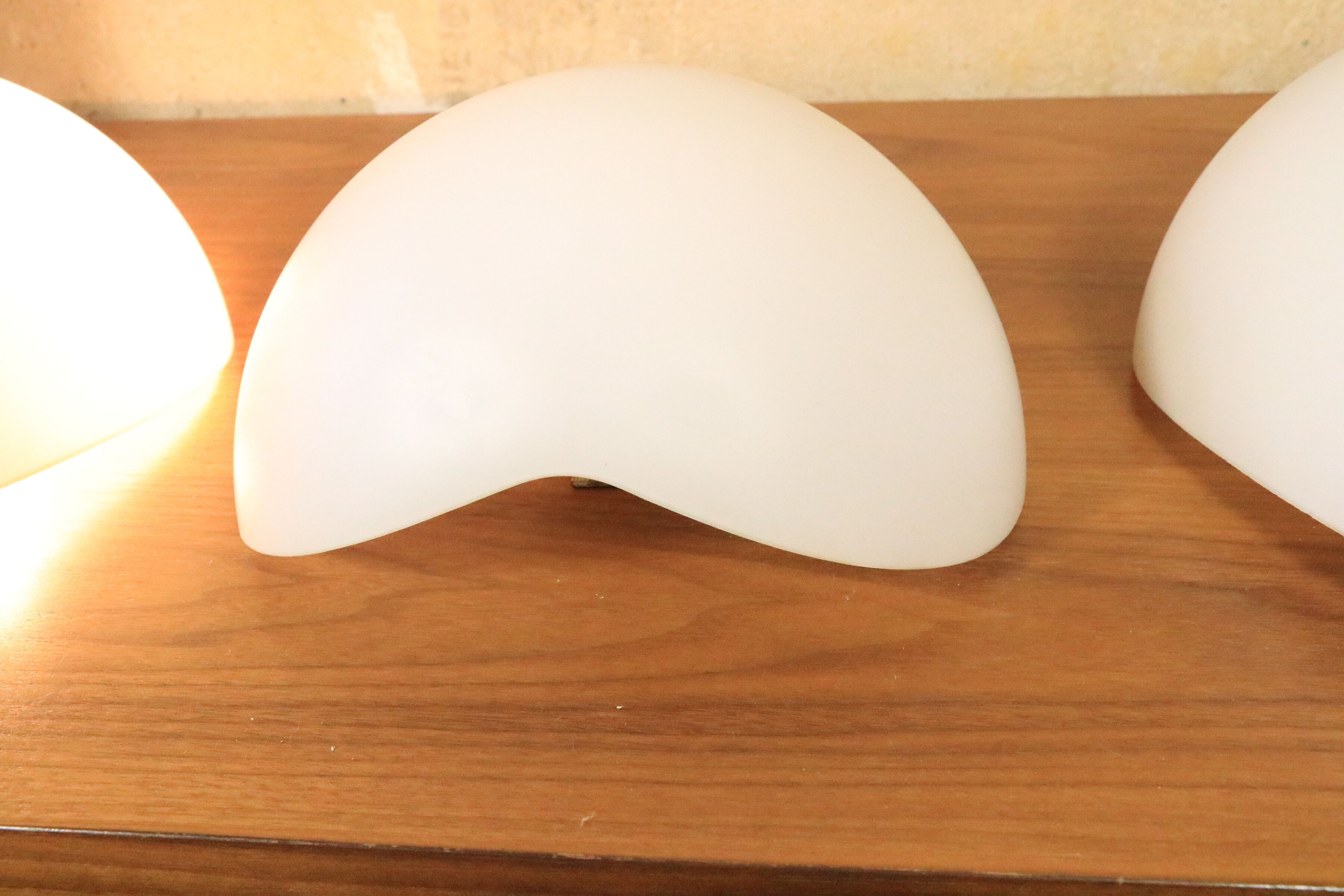 3 Wilhem Wagenfeld wall lamps, Peill & Putzler, "Muschel", 1950s