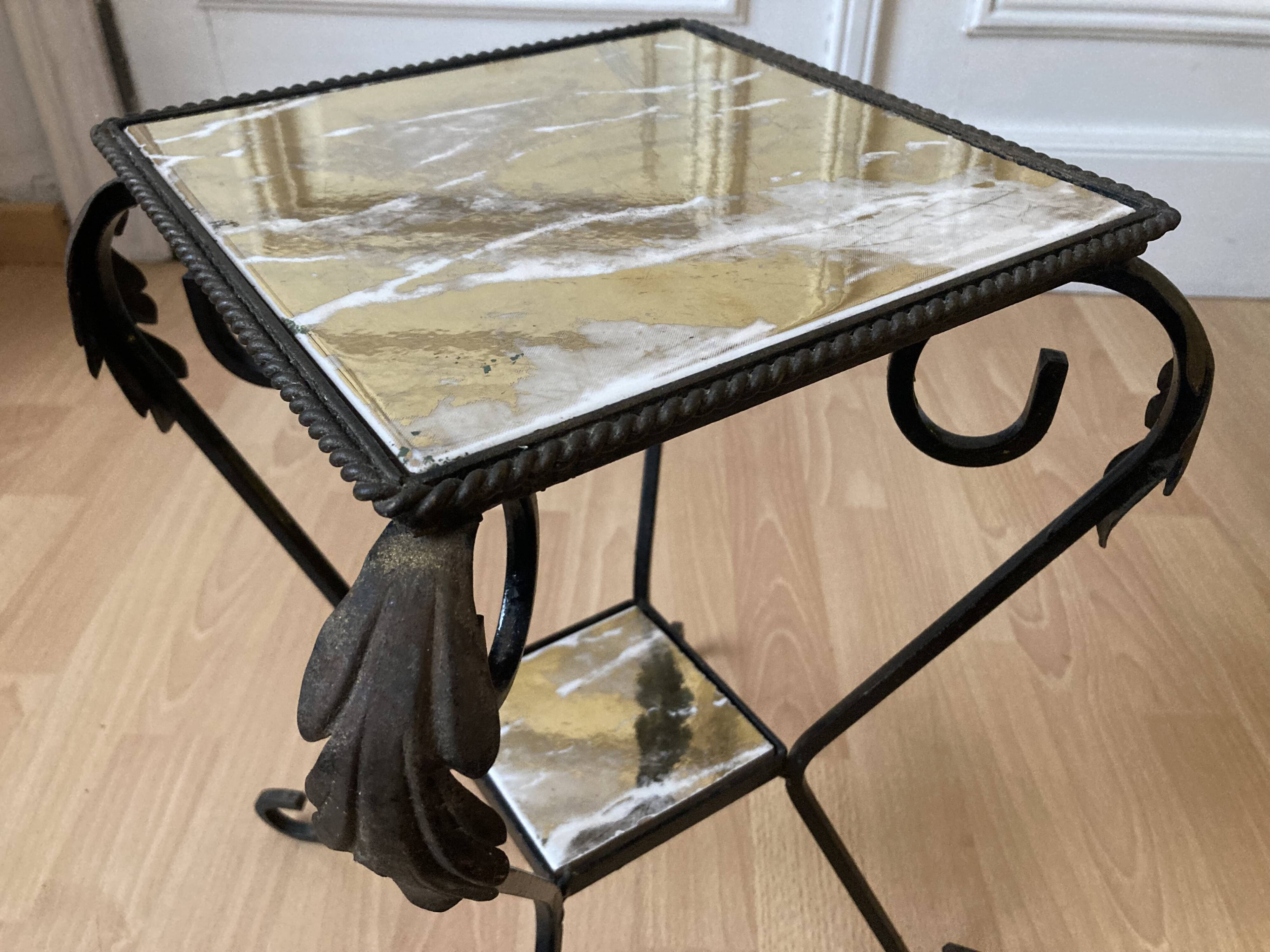 side table pedestal table wrought iron plant holder