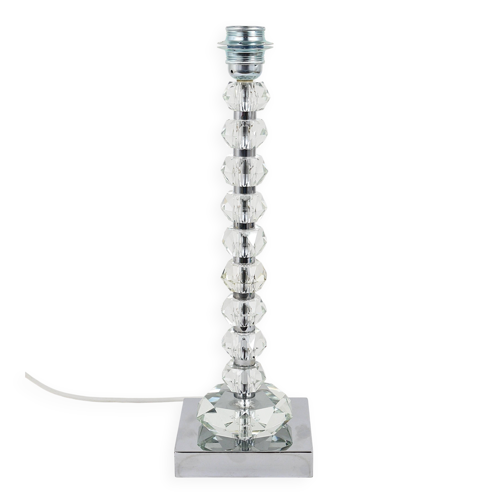 Two Bakalowits table lamps with huge faceted diamond crystals, Austria, 1970s.