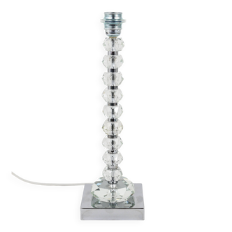 Deux lampes de table Bakalowits avec énormes cristaux facettés en diamant, Autriche, années 1970