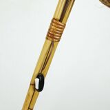 Rare mid century tripod floor lamp bamboo rattan 50s hawaii tiki era 3 shades