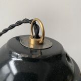Old oval enamelled industrial hanging lamp