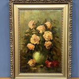 Jacques Maes (1905-1968). Still life signed "Roses". Oil on canvas.
