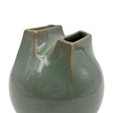 Mid-century Modern green spherical gres vase, Franco Bucci Italy ca. 1970