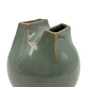 Mid-century Modern green spherical gres vase, Franco Bucci Italy ca. 1970