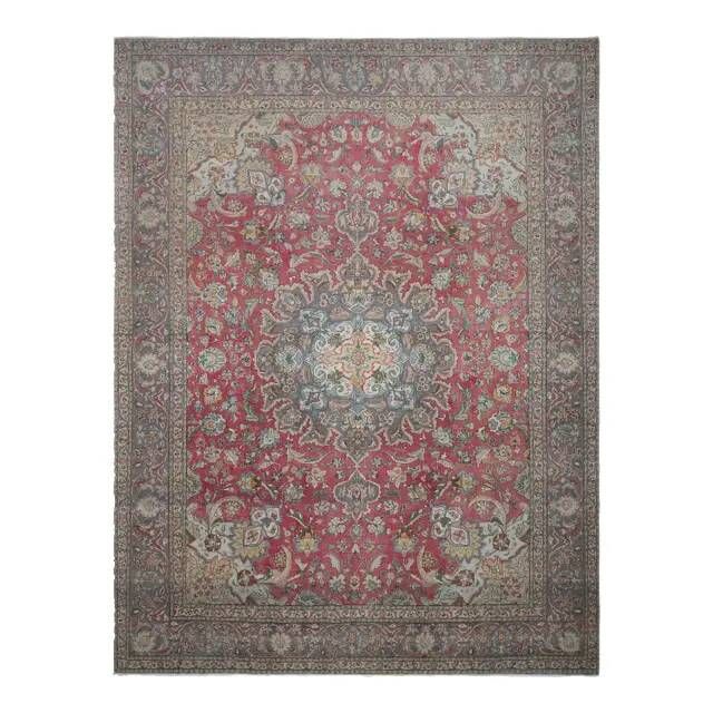 1970s Vintage Persian Handmade Wool Red Area Rug 296x391