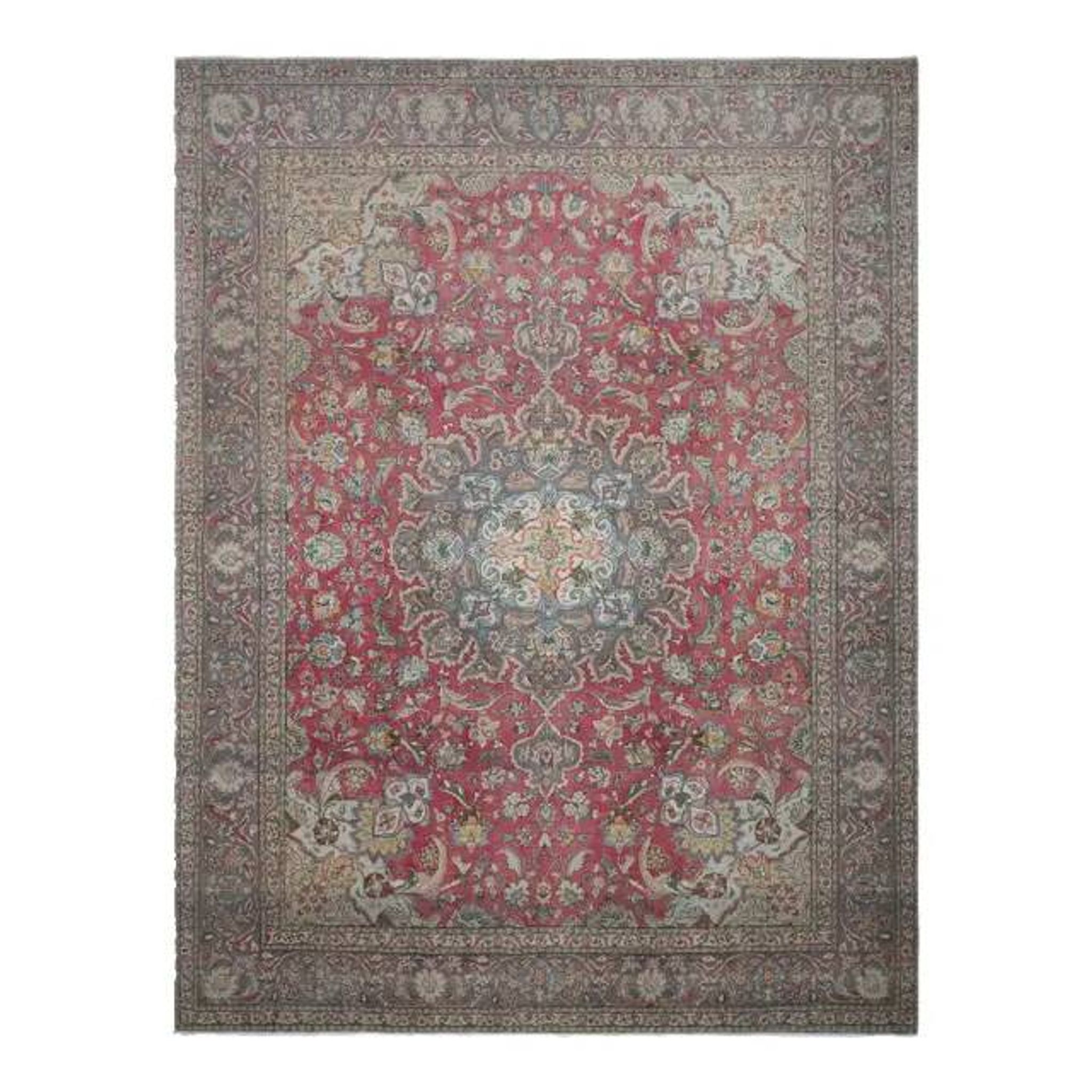 1970s Vintage Persian Handmade Wool Red Area Rug 296x391