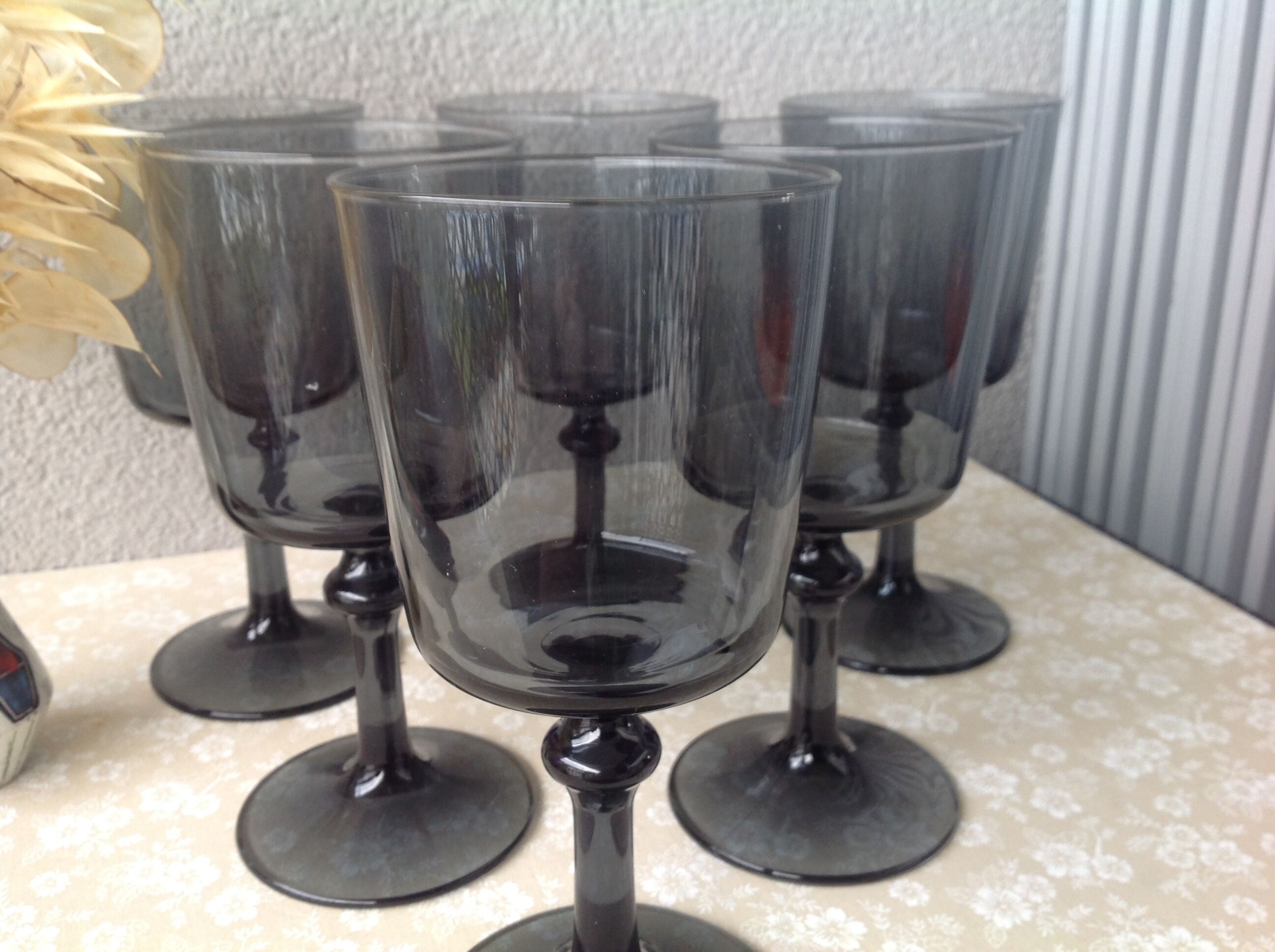 Grey smoked crystal walking glasses