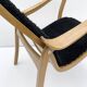 Fauteuil vintage GA Berg « Torparen », chêne, peau de mouton noire, ottoman, années 1960