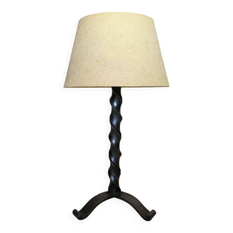 Grande lampe de table vintage en fer martelé