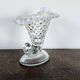 Horn cup in bubbled glass and white opaline