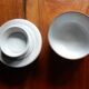 White stoneware butter dish
