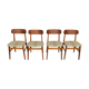 Lot de 4 chaises scandinave teck & tissus beige 1950 1960 vintage design