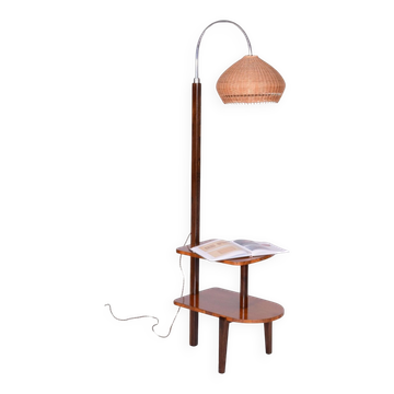 Art Deco Walnut Floor Lamp attributed to J. Halabala for Up Závody, 1930s