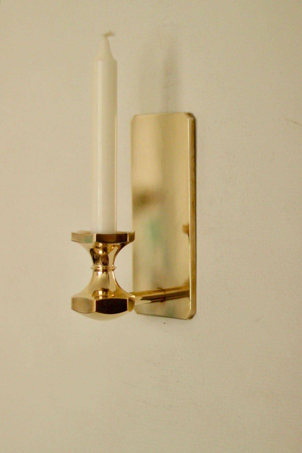 1988, single mid-century Swedish brass sconce by Gusum